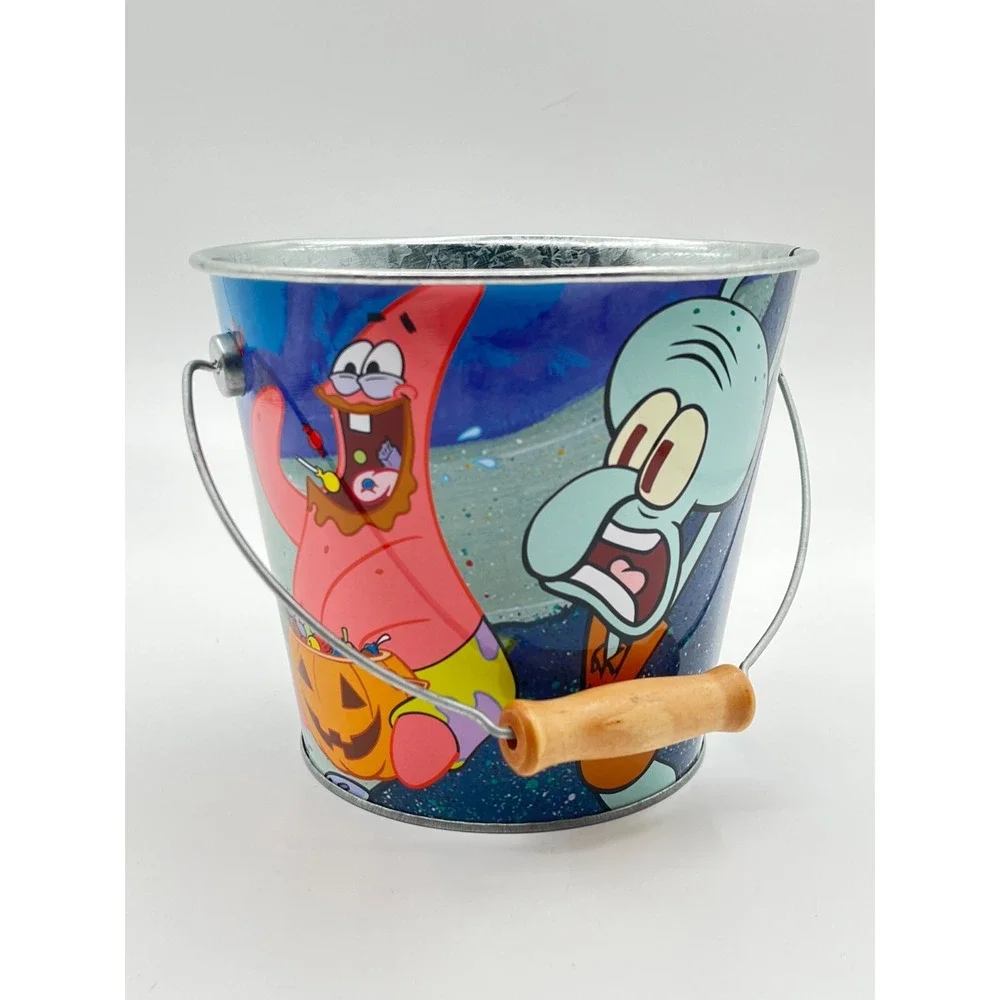 Vintage Nickelodeon SpongeBob‎ SquarePants Tin Pail Bucket w/ Handle 2004